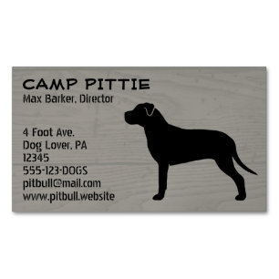 Amerikansk Pit Bull Terrier Hundras Silhuett Visitkortmagnet