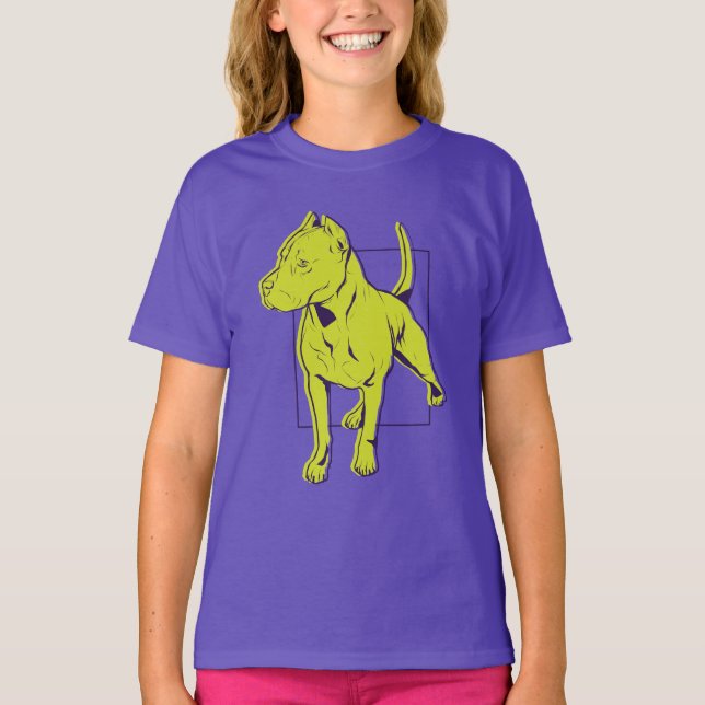 Amerikansk Pit Bull Terrier Porträtt T Shirt (Framsida)