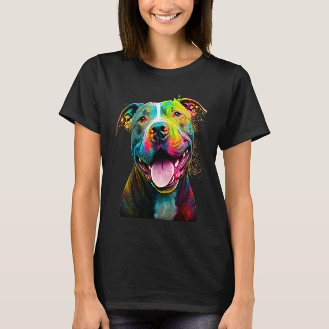 Amerikansk Pitbull Färgglad för pitbull T Shirt (Framsida)