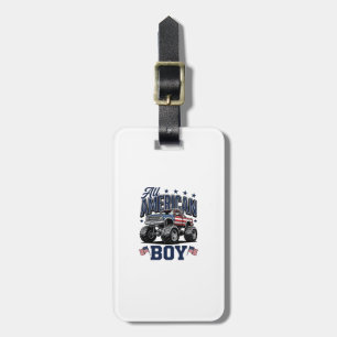 Amerikansk Pojke Monster Truck Vintage Patriotisk Bagagebricka
