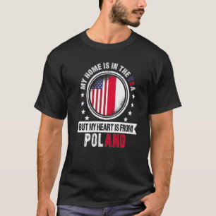 Amerikansk polsk Flagga Heart från Polen, amerikan T Shirt