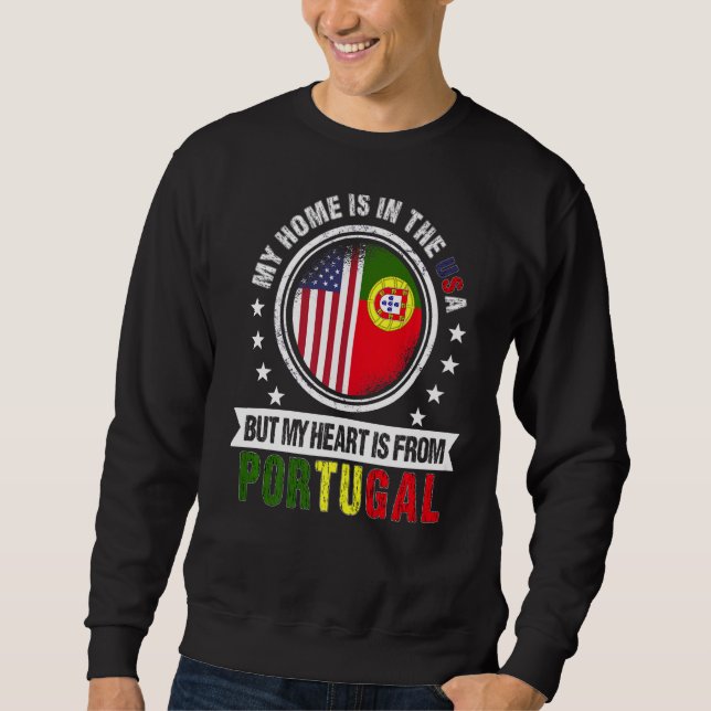 Amerikansk portugisisk Flagga Heart Portgual Ameri Lång Ärmad Tröja (Framsida)
