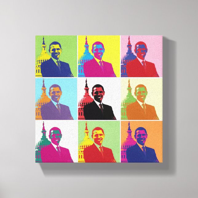 Amerikansk president Obama Funky Modern Pop Art 8x Canvastryck (Framsida)