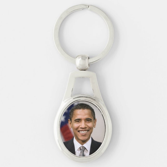 Amerikansk presidentvalda Barack Obama Ovalt Silverfärgad Nyckelring (Framsidan)