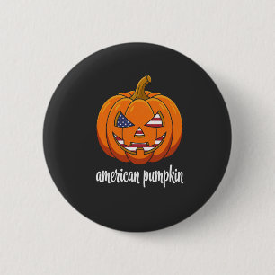 Amerikansk Pumpa Patriotisk Halloween Jack O Lante Knapp