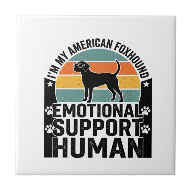 Amerikansk Rävhund Emotionellt Stöd Människa Tröja Kakelplatta (Framsidan)