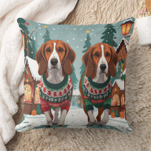 Amerikansk rävhund Jul Snö Högtid Kudde