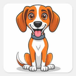 Amerikansk Rävhund Söt Husdjursälskare Hundillust Fyrkantigt Klistermärke