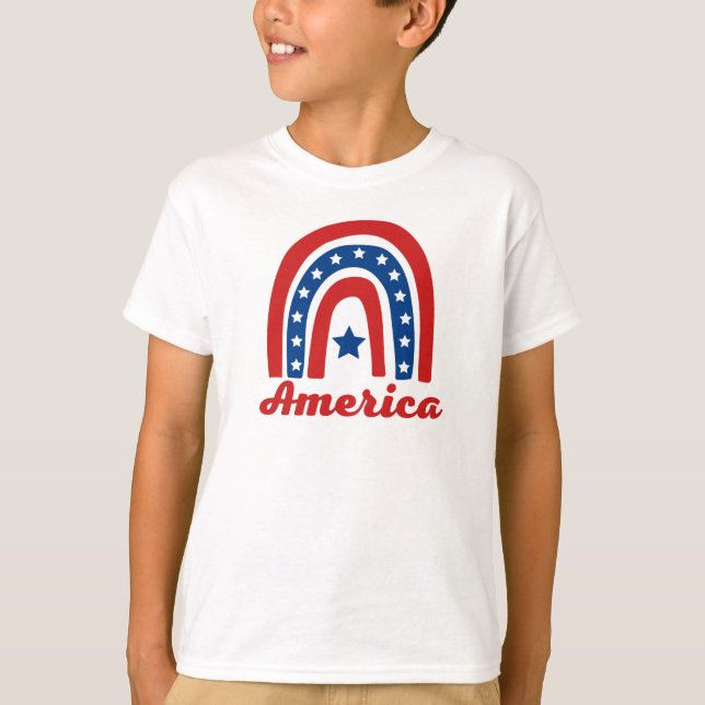 Amerikansk regnbåge 4:e juli T-shirt (Framsida)