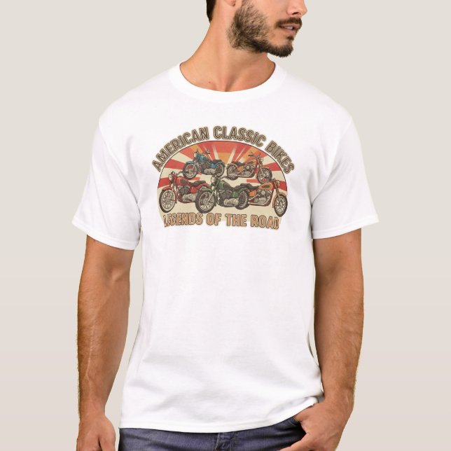 Amerikansk Retro Motorcykelsamling T Shirt (Framsida)