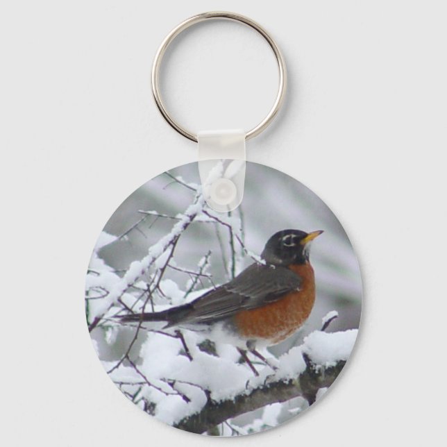 Amerikansk Robin Bird Keychain Nyckelring (Framsida)