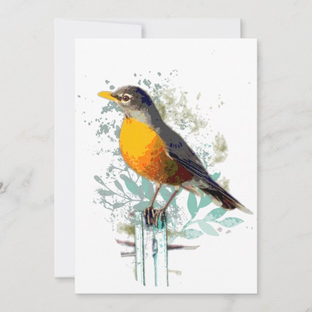 Amerikansk Robin Garden Bird Wildlife Nature Art P Kort (Framsida)