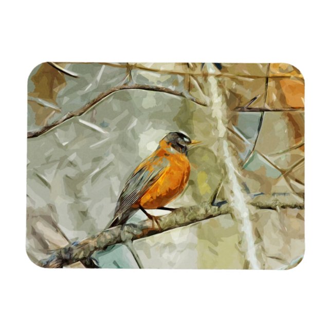 Amerikansk Robin Hunting Abstrakt Impressionism Magnet (Horisontell)
