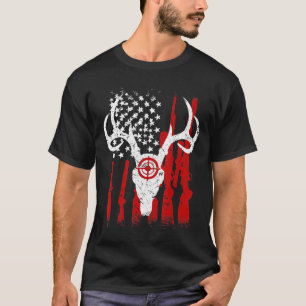 Amerikansk röd vit-vintage hjortjakt amerikansk fl t shirt