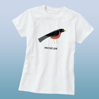 Amerikansk Rödbröst Konst Michigan Anpassad Text T Shirt