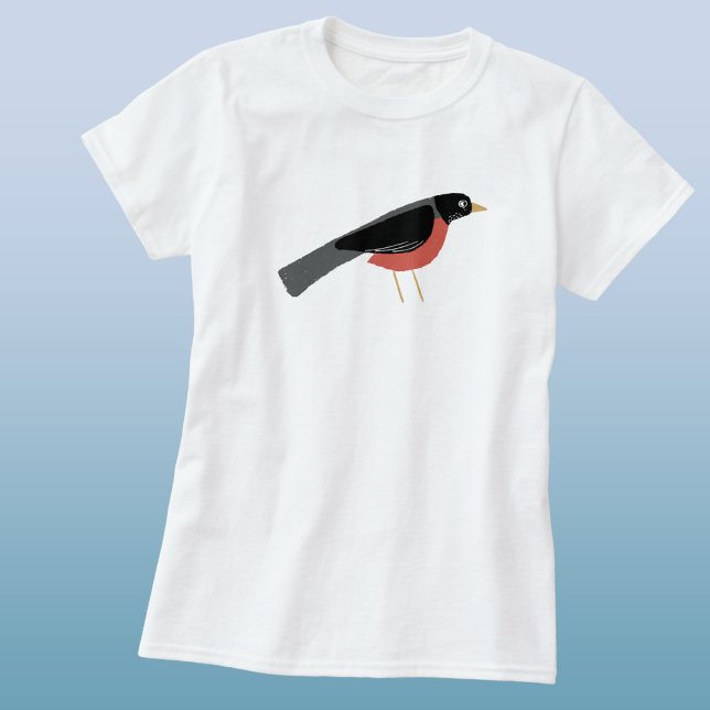 Amerikansk Rödbröst Konst T Shirt (American Robin custom name text or quote state bird t-shirt)
