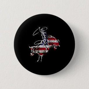 Amerikansk rodeo tjurridning retro grunge usa knapp
