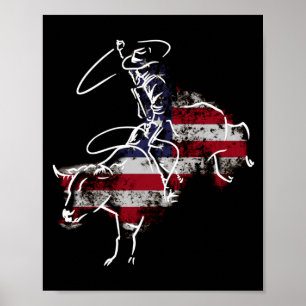 Amerikansk rodeo tjurridning retro grunge usa poster