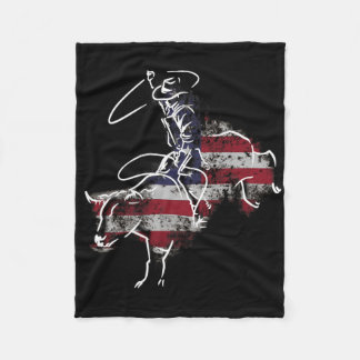Amerikansk Rodeo Tjurridning Retro Grunge Usa Vint Fleecefilt