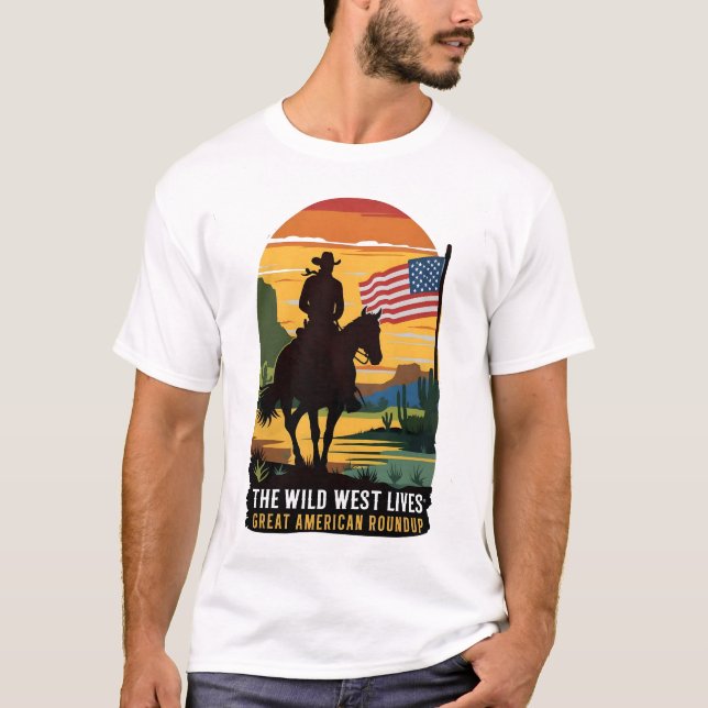 Amerikansk runddup-skjorta, western attityd för t shirt (Framsida)