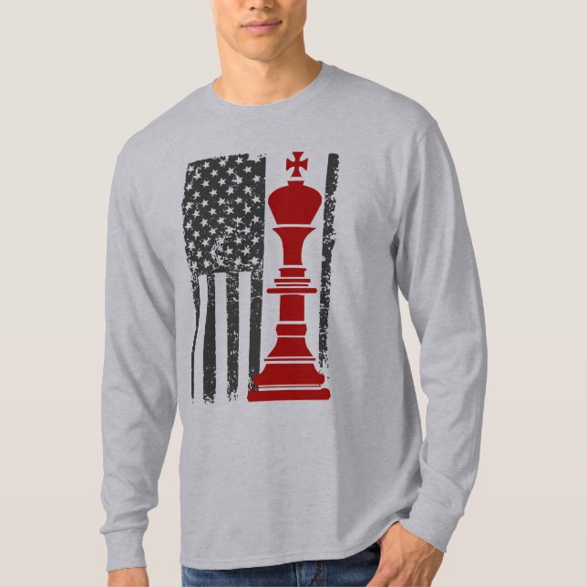 Amerikansk schackkung Patriotisk flagga T Shirt (Framsida)