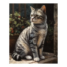 Amerikansk Shorthair Cat Art Print Poster