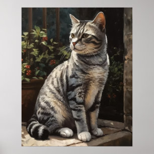 Amerikansk Shorthair Cat Art Print Poster