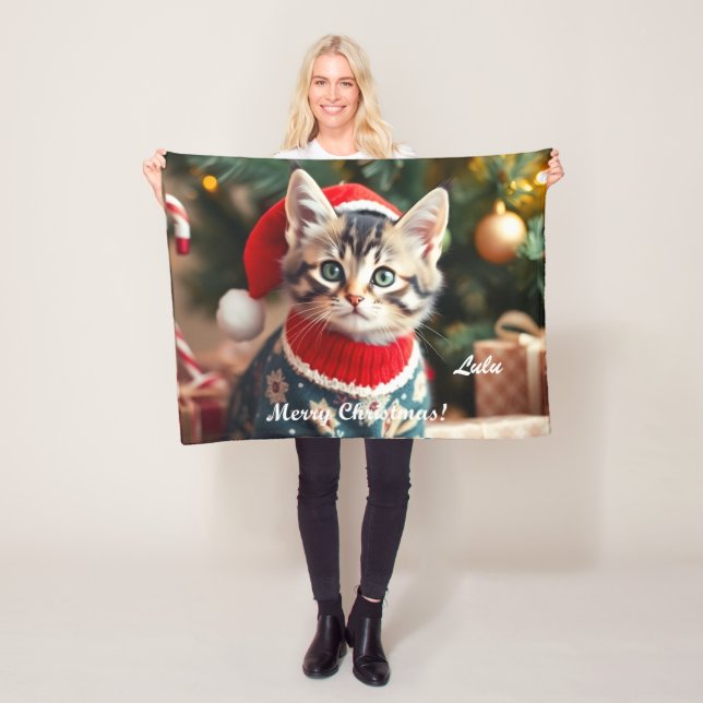 Amerikansk Shorthair Cat-Personlig Fleecefilt (På plats)