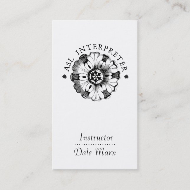 Amerikansk Sign Language Motif-instruktör Visitkort (Framsida)