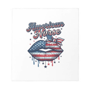 Amerikansk Sjuksköterska Patriotiska Läppar Vektor Anteckningsblock
