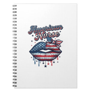 Amerikansk Sjuksköterska Patriotiska Läppar Vektor Anteckningsbok