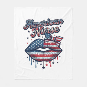 Amerikansk Sjuksköterska Patriotiska Läppar Vektor Fleecefilt