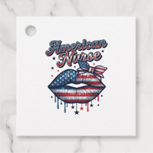 Amerikansk Sjuksköterska Patriotiska Läppar Vektor Gåvor Etiketter