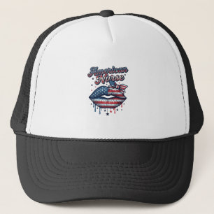 Amerikansk Sjuksköterska Patriotiska Läppar Vektor Keps