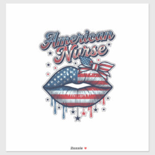 Amerikansk Sjuksköterska Patriotiska Läppar Vektor Klistermärken