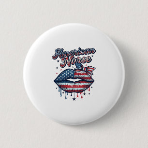 Amerikansk Sjuksköterska Patriotiska Läppar Vektor Knapp