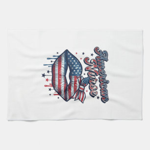 Amerikansk Sjuksköterska Patriotiska Läppar Vektor Kökshandduk