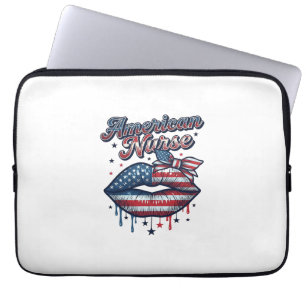 Amerikansk Sjuksköterska Patriotiska Läppar Vektor Laptop Fodral
