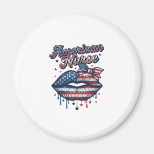 Amerikansk Sjuksköterska Patriotiska Läppar Vektor Magnet
