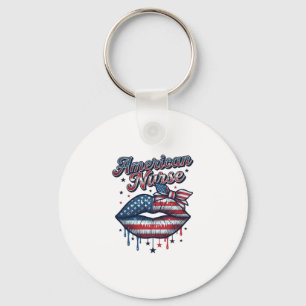 Amerikansk Sjuksköterska Patriotiska Läppar Vektor Nyckelring