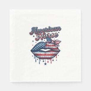 Amerikansk Sjuksköterska Patriotiska Läppar Vektor Pappersservett