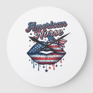Amerikansk Sjuksköterska Patriotiska Läppar Vektor Stor Klocka