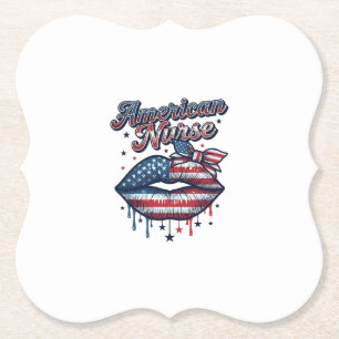 Amerikansk Sjuksköterska Patriotiska Läppar Vektor Underlägg Papper