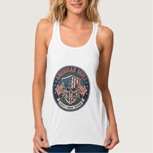 Amerikansk Skalle Patriotisk Patriotisk Skalle Tuf Linne Med Racerback