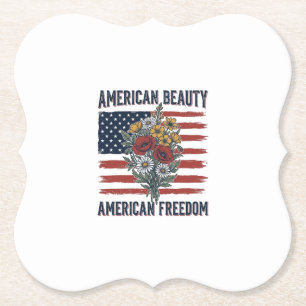 Amerikansk Skönhet Frihet Blommig Flagga Underlägg Papper