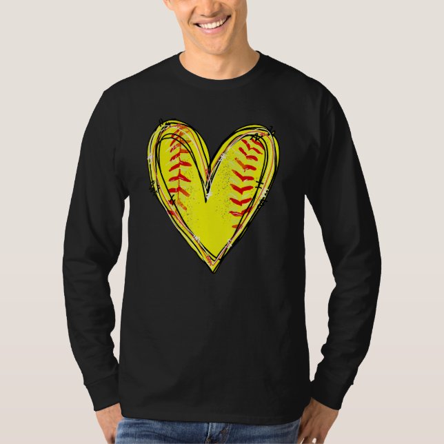 Amerikansk softball Heart Kärlek Softball Älskare  T Shirt (Framsida)