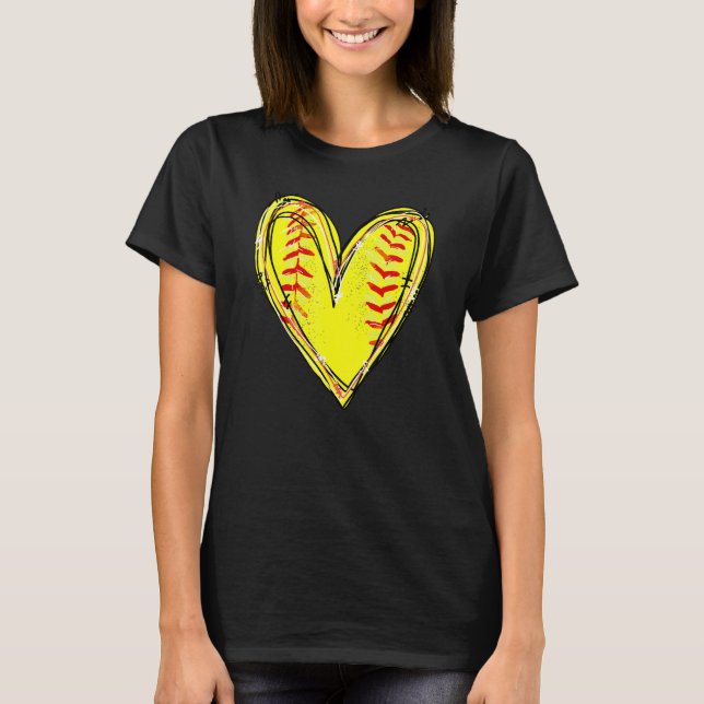 Amerikansk softball Heart Kärlek Softball Älskare  T Shirt (Framsida)