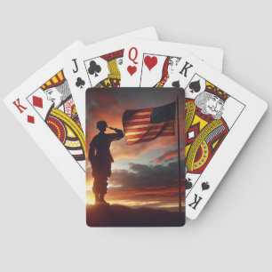 Amerikansk soldat Saluting Flagga Casinokort