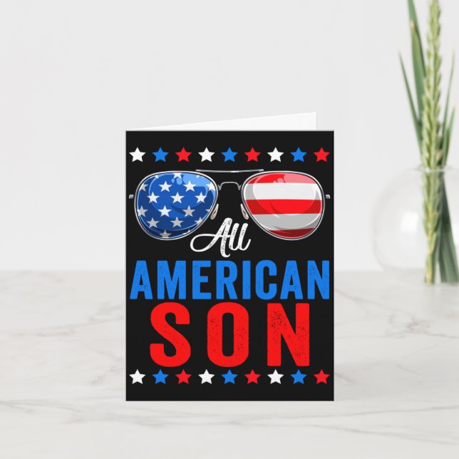 Amerikansk son 4 juli minnesdag matchande kort (Framsida)