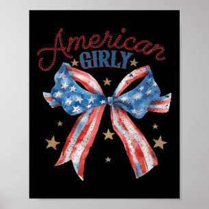 Amerikansk Söt Flickaktig Kokett Båge 4:e Juli Usa Poster